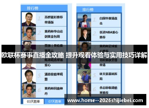 欧联杯赛事直播全攻略 提升观看体验与实用技巧详解